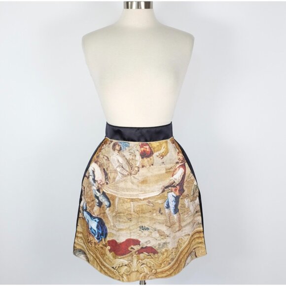 Y2K D&G Dolce&Gabbana skirt 38 US Small Renaissance Painting velvet print - Picture 1 of 14